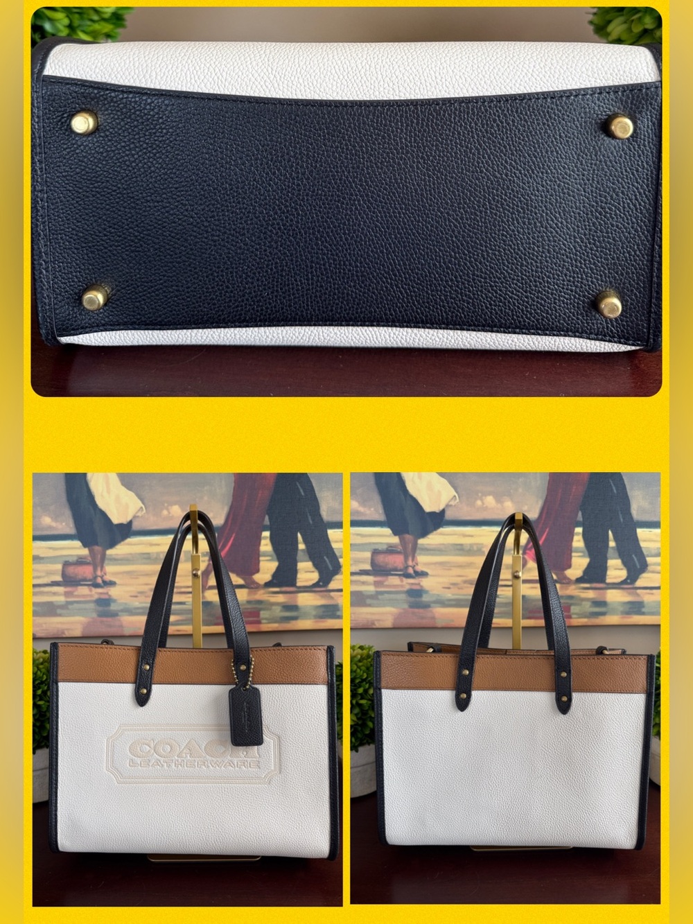 COACH J2139 FIELD TOTE 30 COLORBLOCK CHALK MULTI WITH COACH BADGE BAG 🌟EUC🌟 - Picture 11 of 17